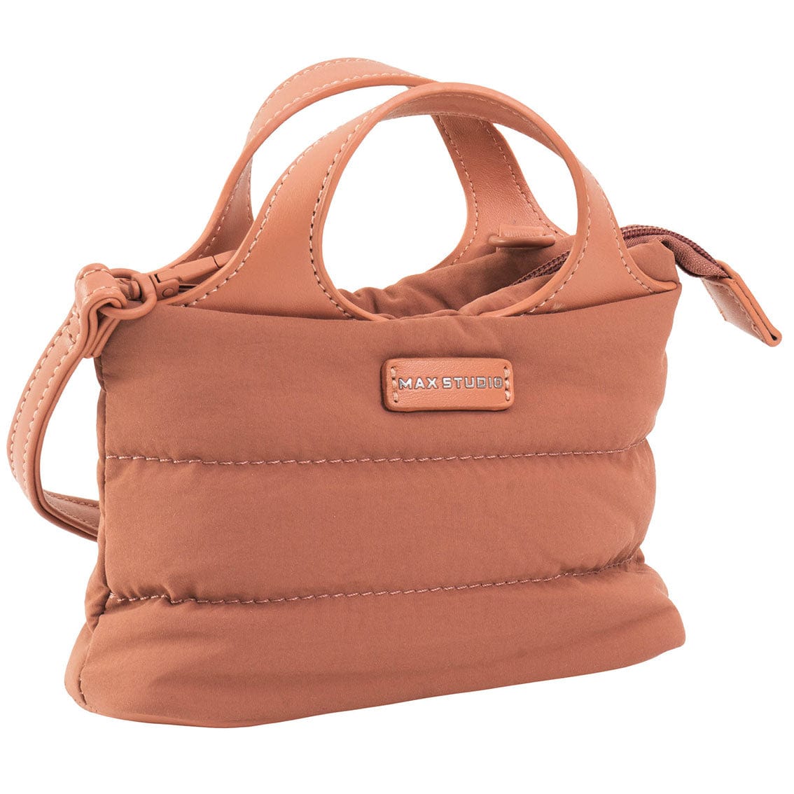 Max Studio Matte Puffer Nylon Tubular Quilt Tote