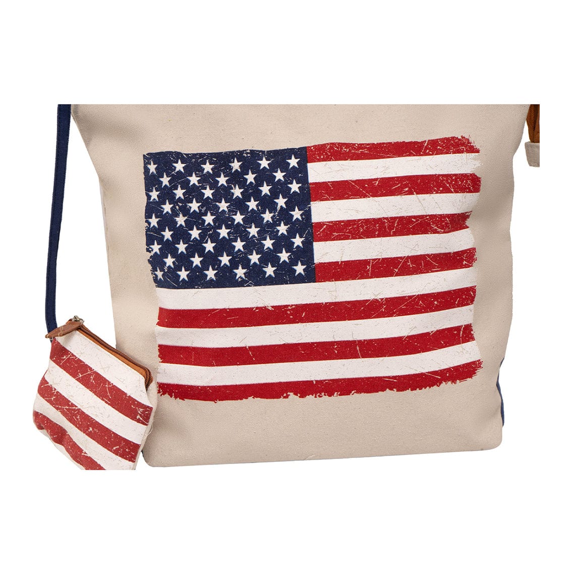 Magid Canvas American Flag Heart Tote With Pouch
