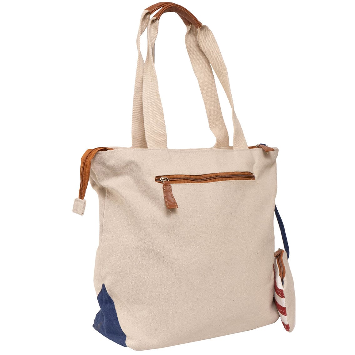 Magid Canvas American Flag Heart Tote With Pouch