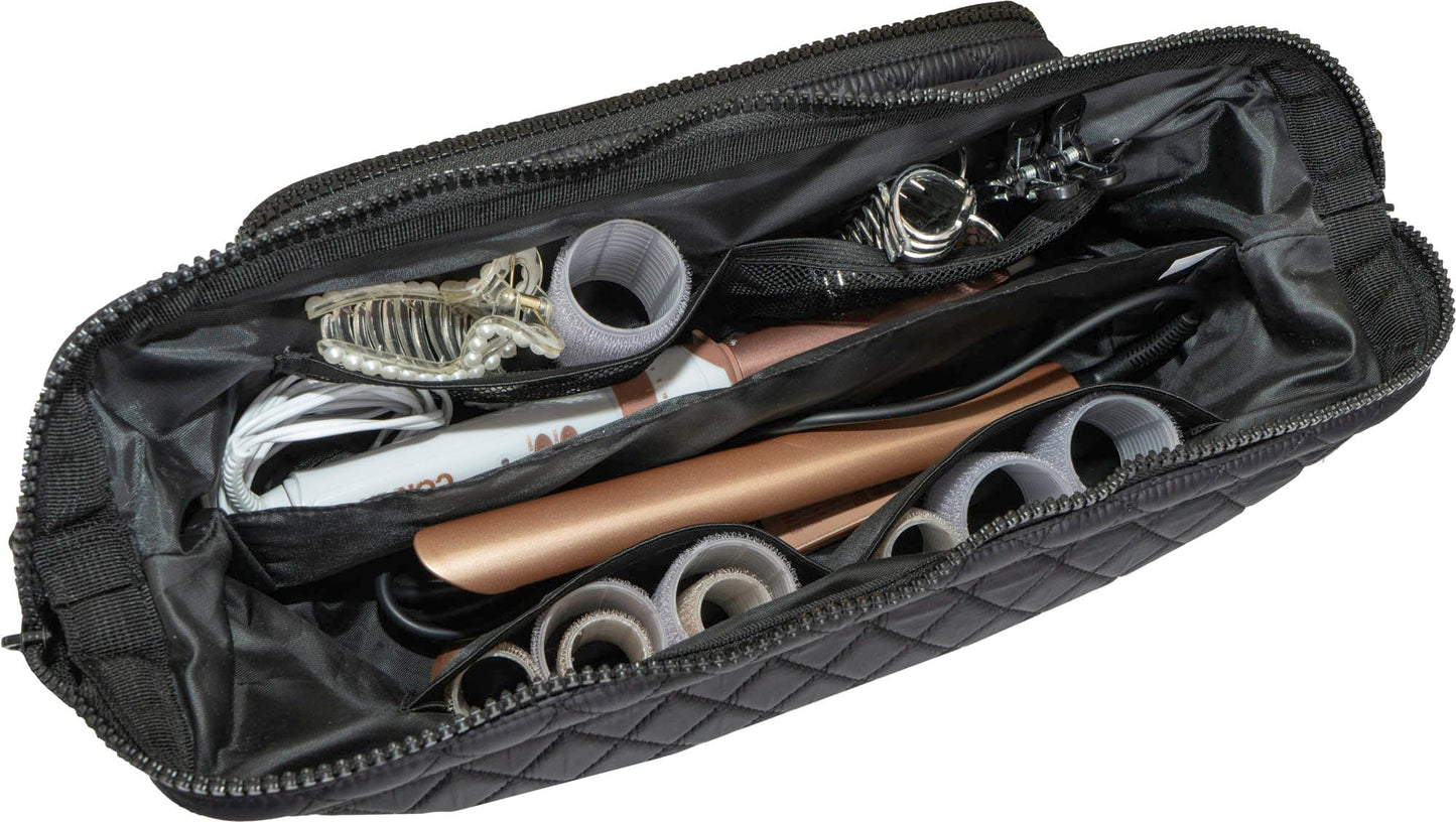 Joan & David Diamond Quilted Puffer Nylon Hair Tool Travel Bag