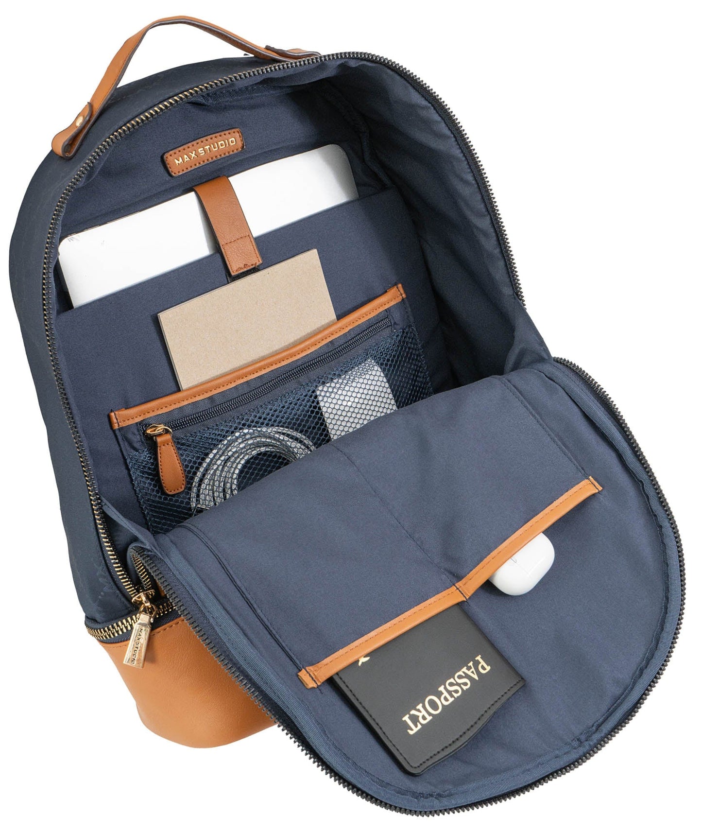 Max Studio Nylon Signature Print Backpack with Zippered Bottom Compartment