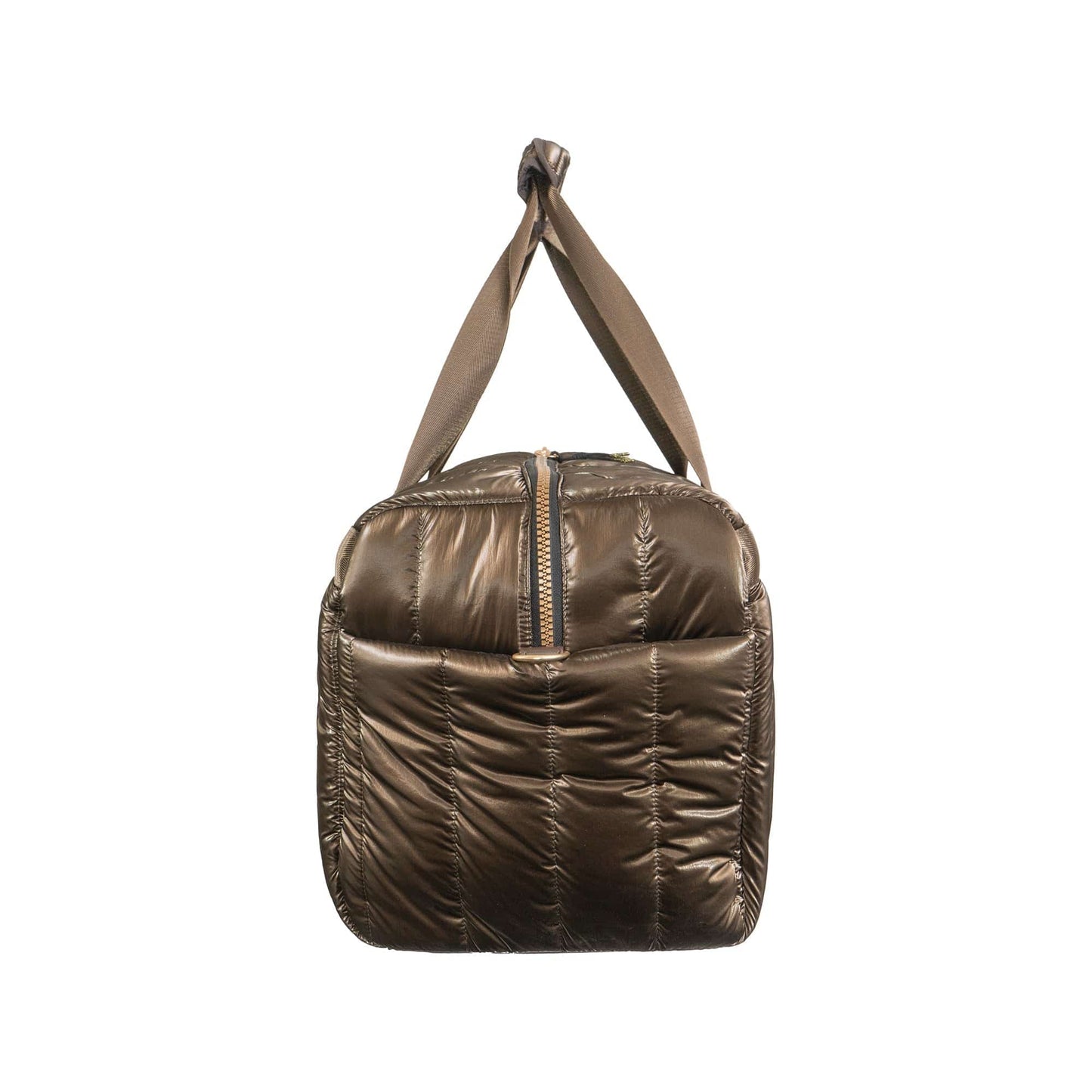 Joan & David 22" Metallic Puffer Tubular Quilted Nylon Travel Weekender Duffel