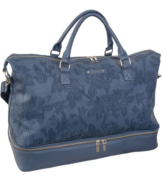 Ellen Tracy 20 Inch Floral Embossed Drop Bottom Duffel