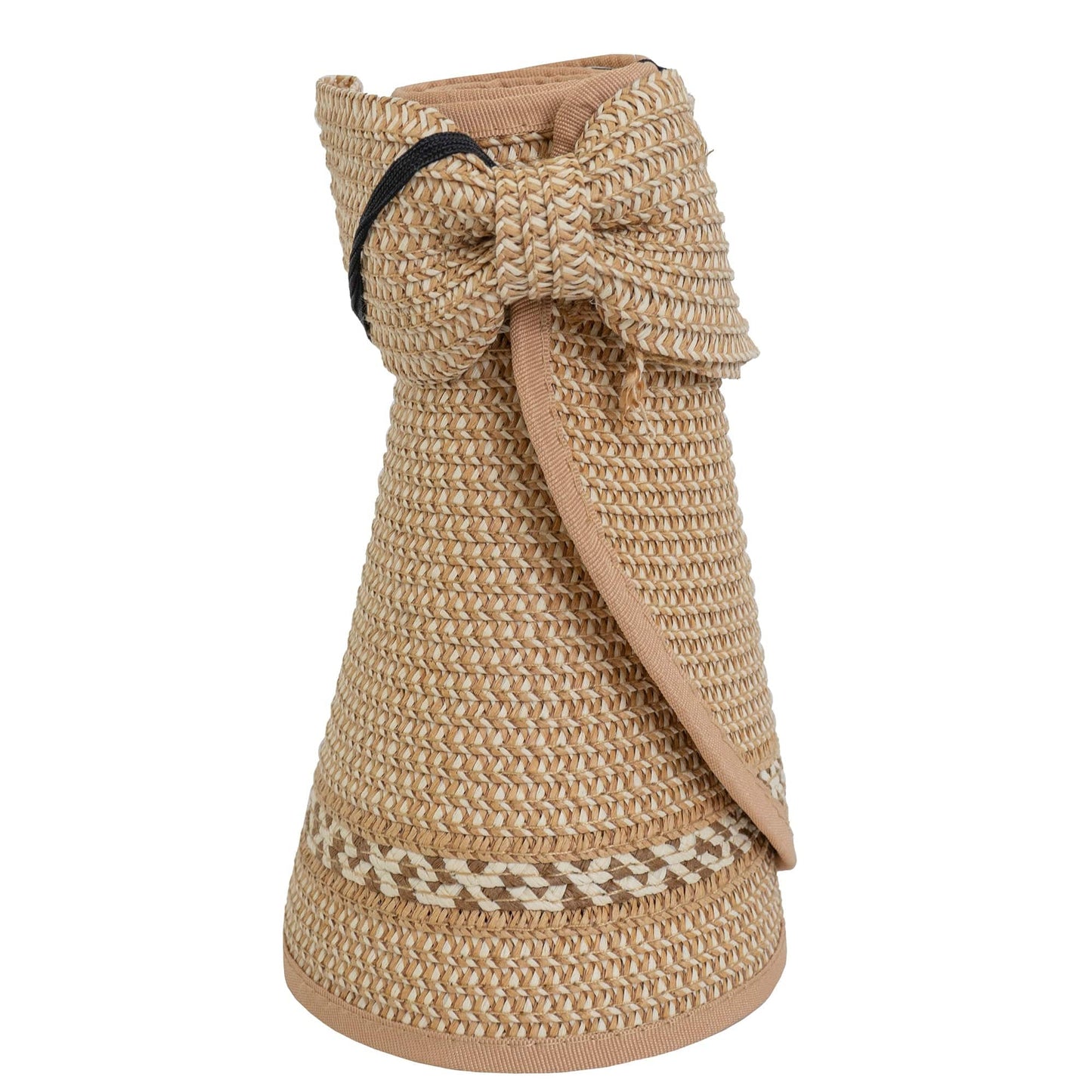 Magid Straw Two Tone Striped Color Block Roll Up Visor