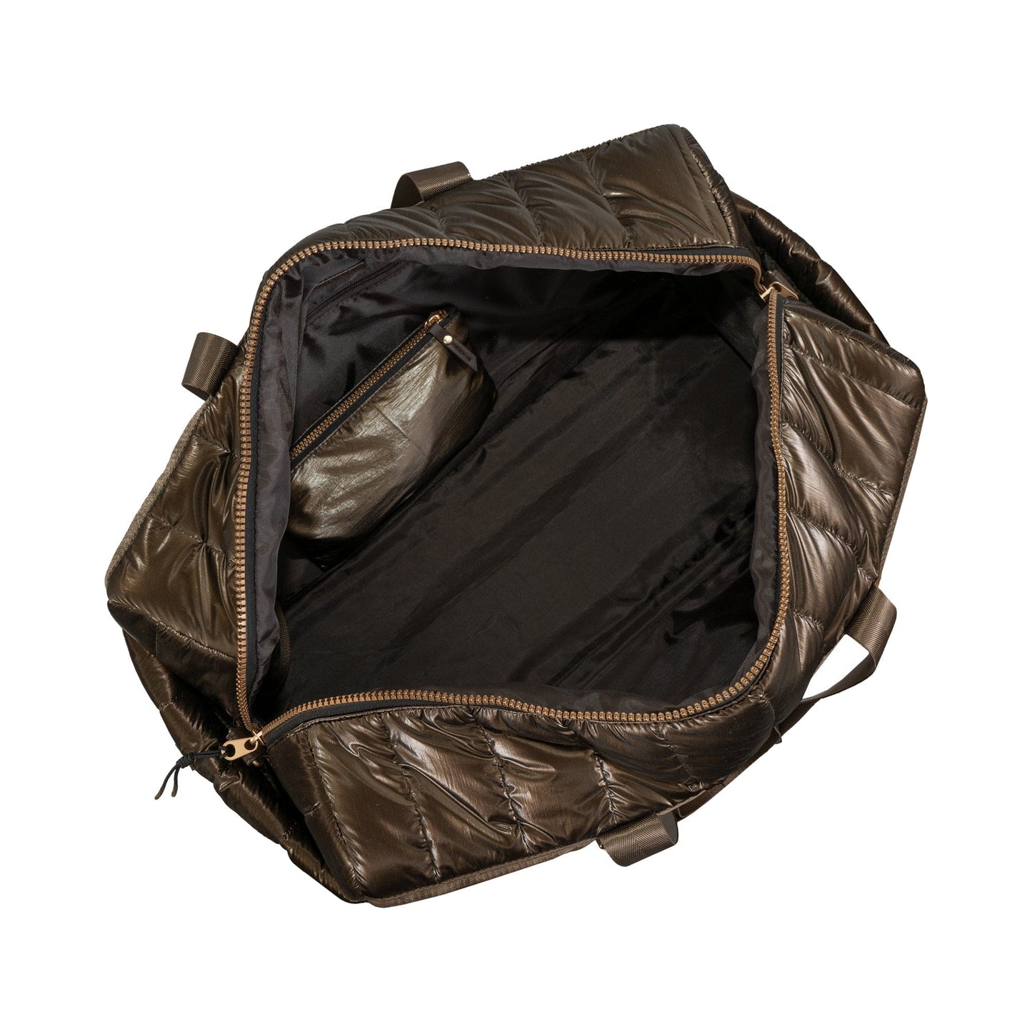 Joan & David 22" Metallic Puffer Tubular Quilted Nylon Travel Weekender Duffel