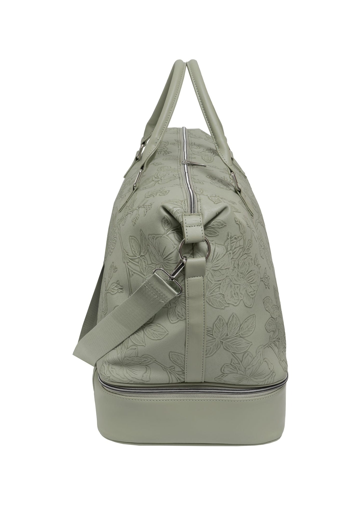 Ellen Tracy 20 Inch Floral Embossed Faux Leather Drop Bottom Duffel