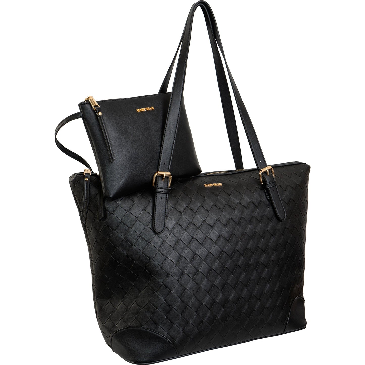 Ellen Tracy 20 Inch Basket Weave Quilted Nylon Large Travel Workbook Tote Bag