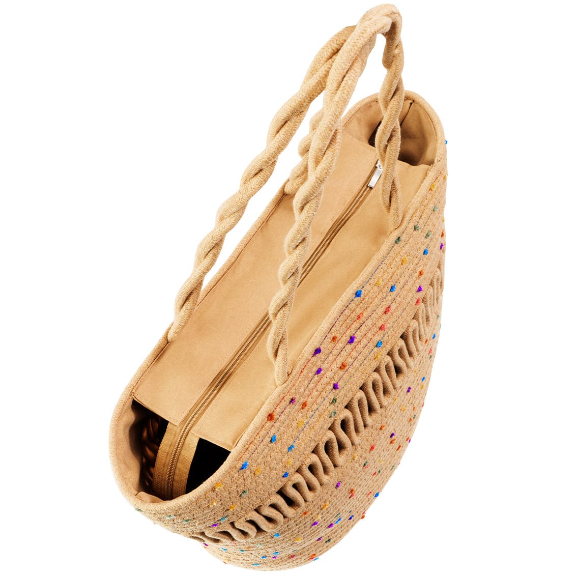 Magid Natural Cotton Woven Confetti Twist Shoulder Tote