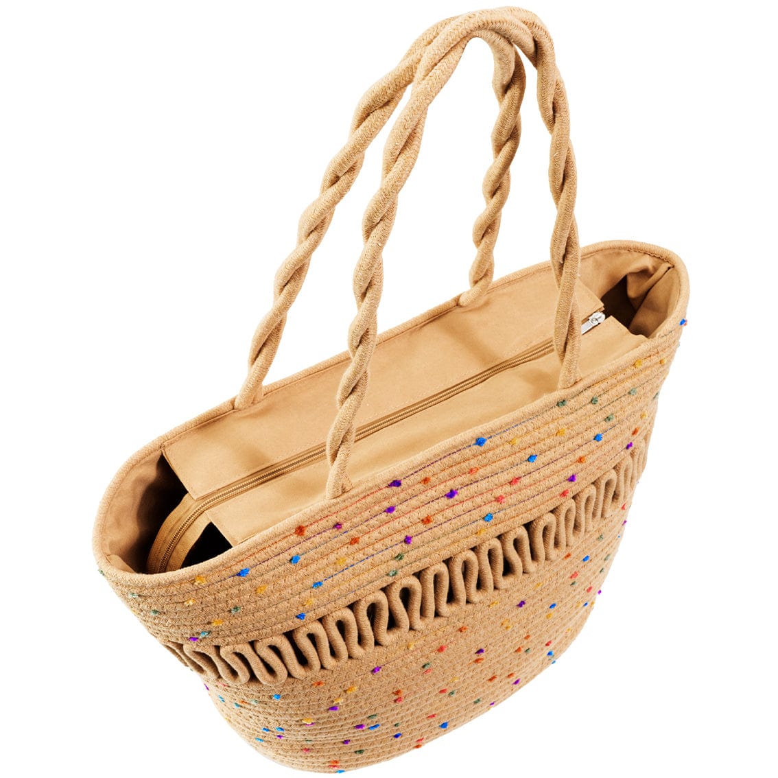 Magid Natural Cotton Woven Confetti Twist Shoulder Tote