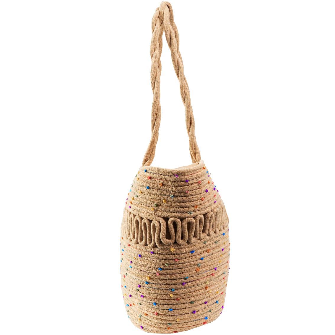 Magid Natural Cotton Woven Confetti Twist Shoulder Tote