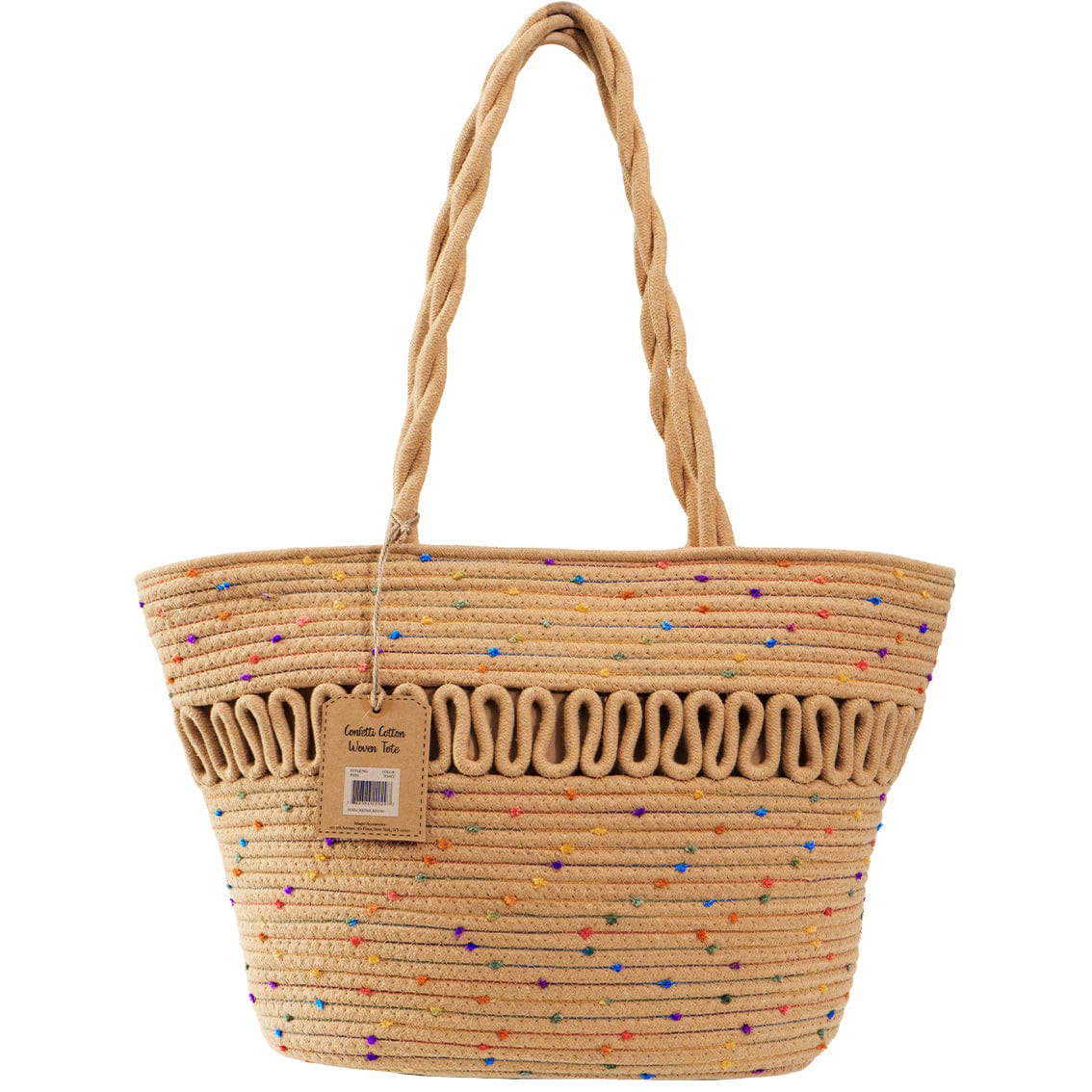 Magid Natural Cotton Woven Confetti Twist Shoulder Tote