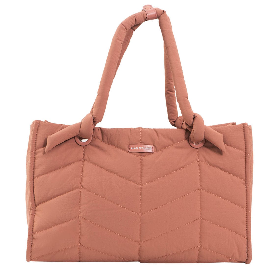 Max Studio Matte Puffer Nylon Chevron Quilted East West Tote