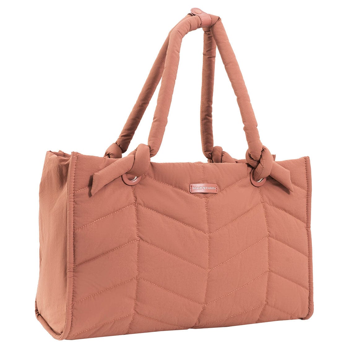 Max Studio Matte Puffer Nylon Chevron Quilted East West Tote
