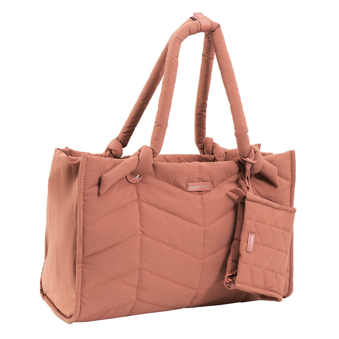 Max Studio Matte Puffer Nylon Chevron Quilted East West Tote