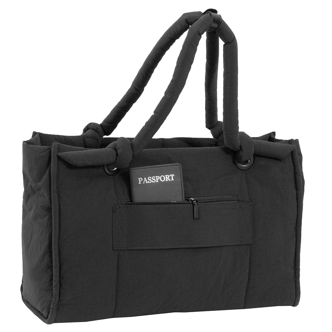 Max Studio Matte Puffer Nylon Chevron Quilted East West Tote