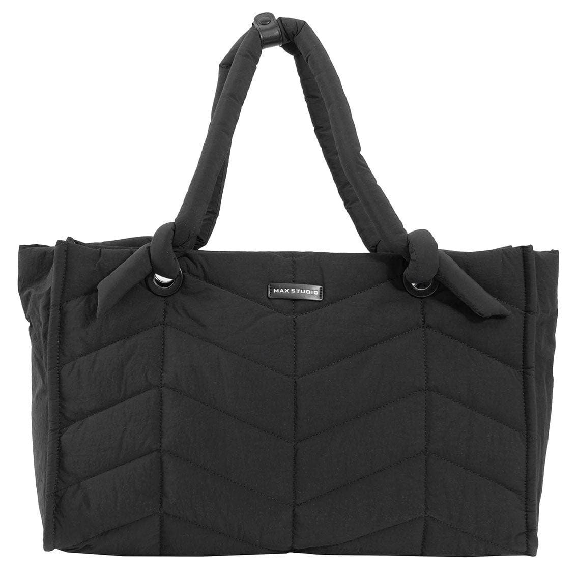Max Studio Matte Puffer Nylon Chevron Quilted East West Tote