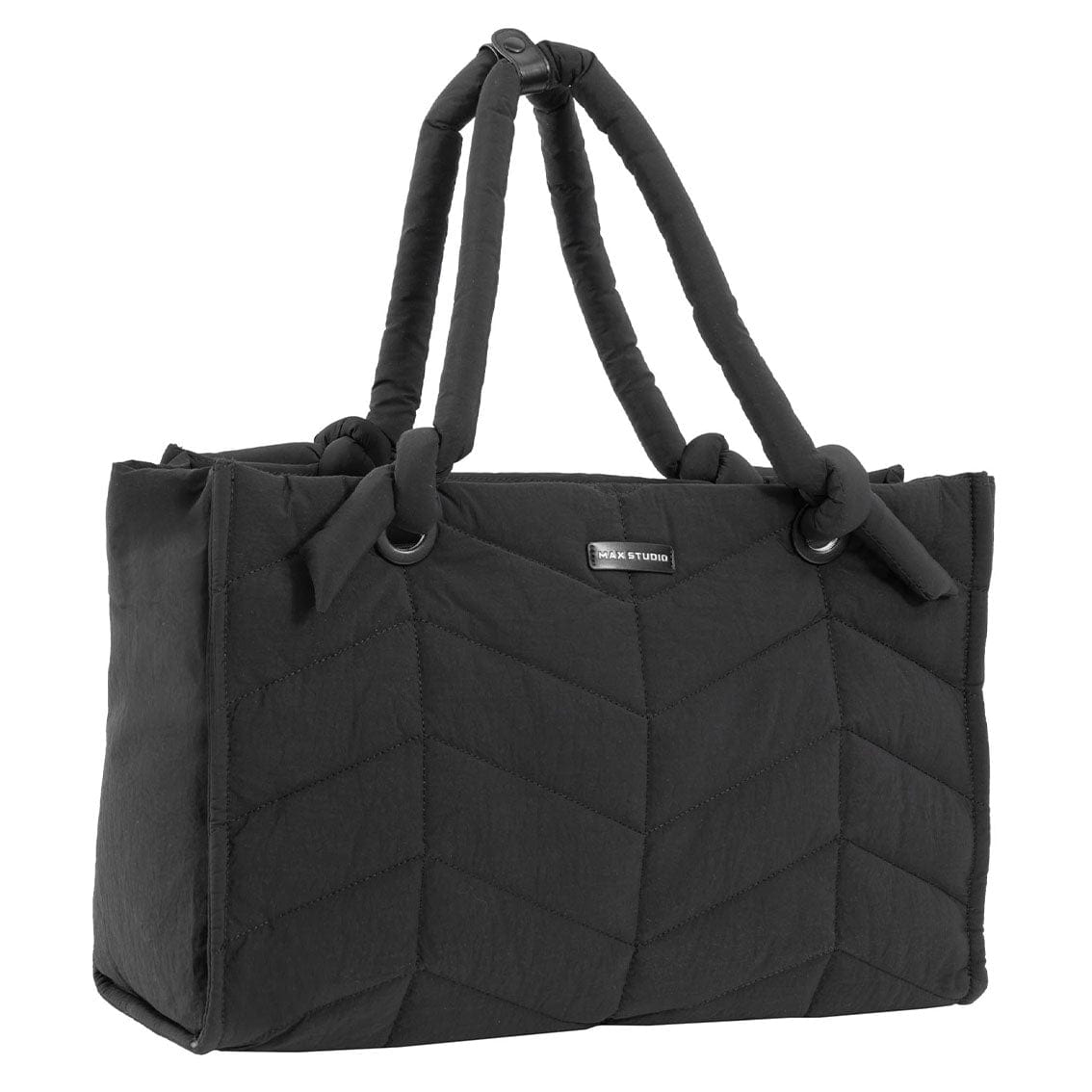 Max Studio Matte Puffer Nylon Chevron Quilted East West Tote