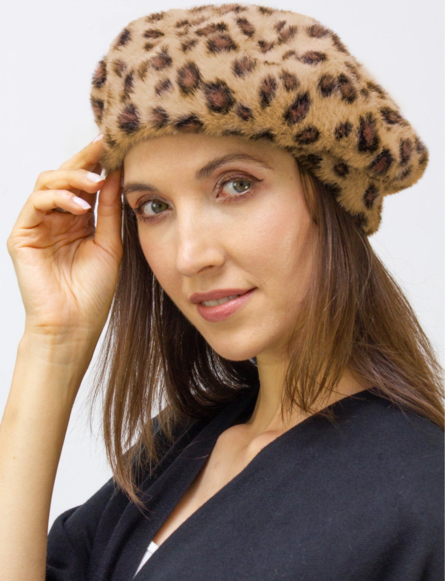 Adrienne Vittadini Leopard Print Beret