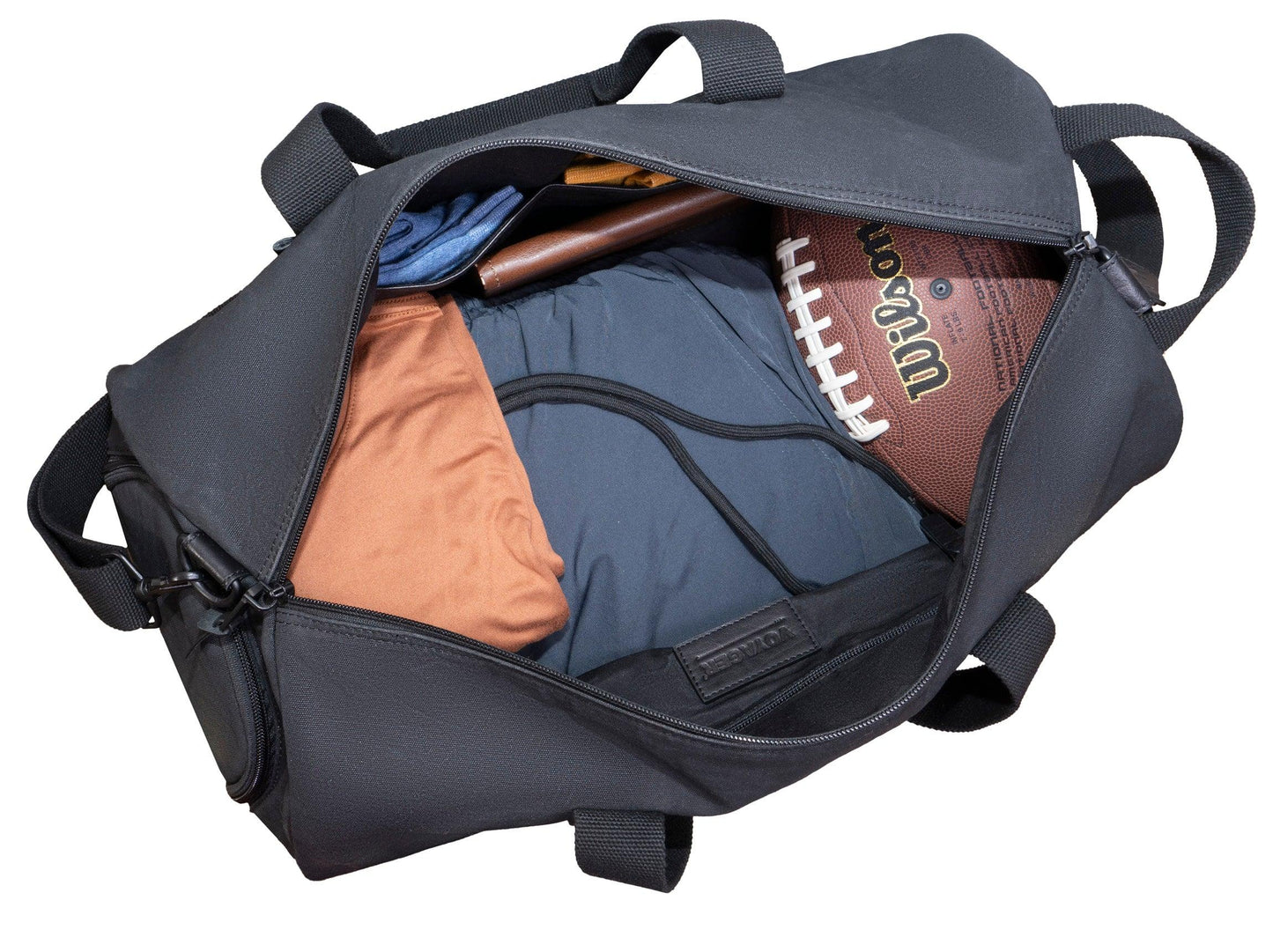 Voyager 20"Waxed Canvas Shoe Pocket Duffel - Navy