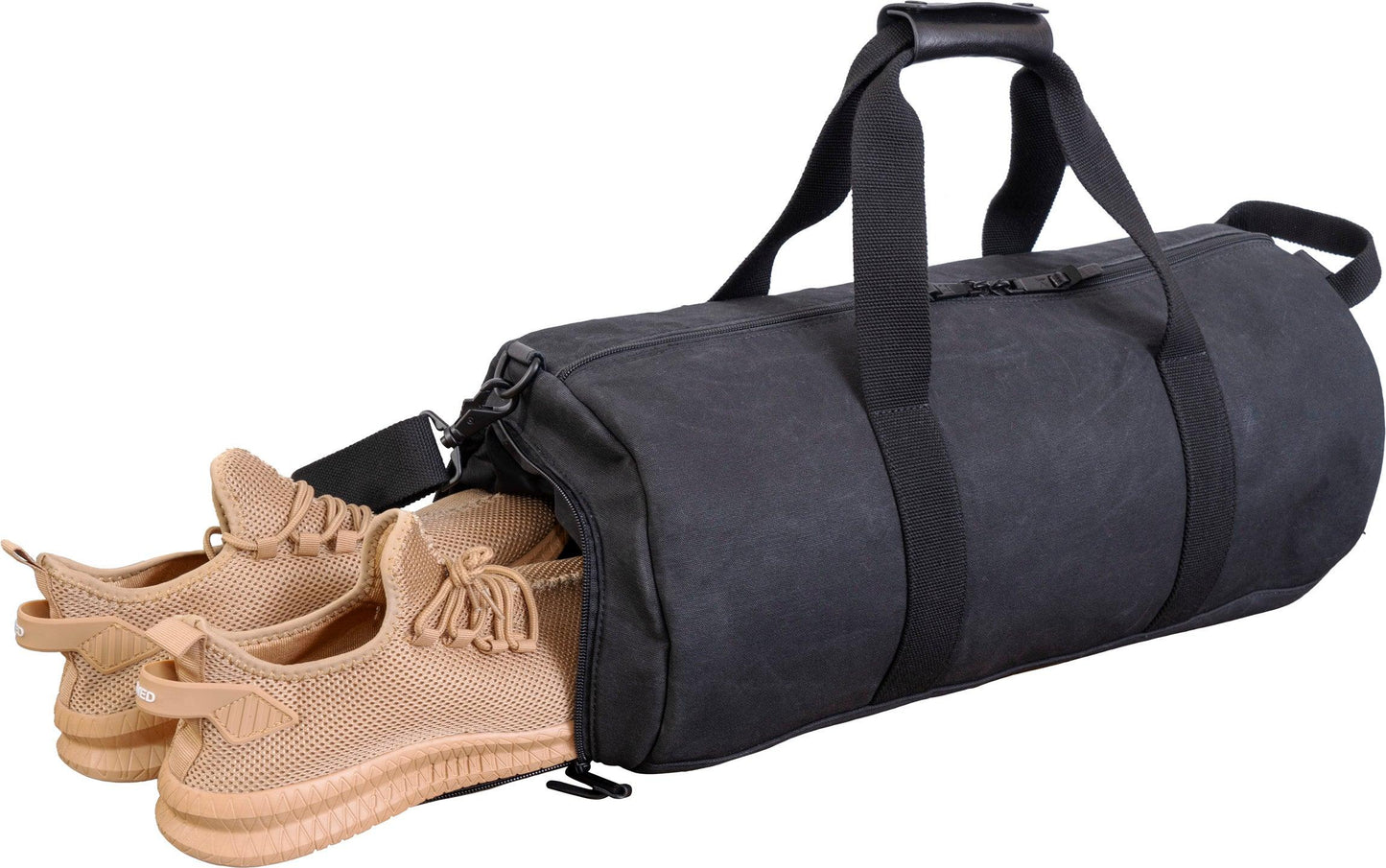 Voyager 20"Waxed Canvas Shoe Pocket Duffel - Navy