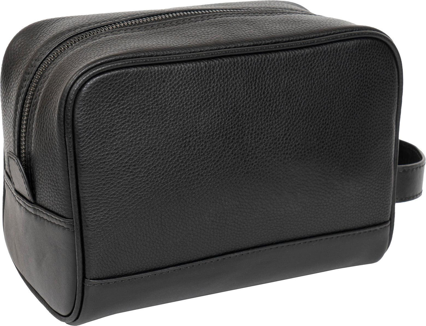 Hey Handsome Pebble Grain Genuine Leather Toiletry Dopp Kit - Black