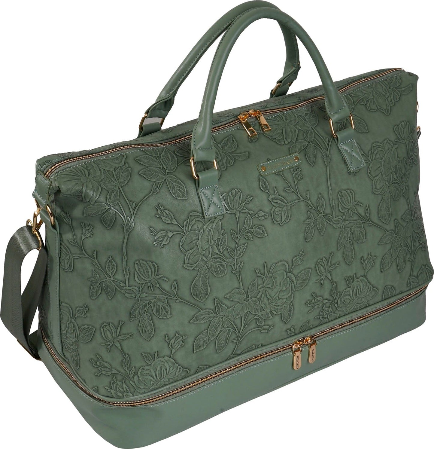 Ellen Tracy 20 Inch Floral Embossed Drop Bottom Duffel