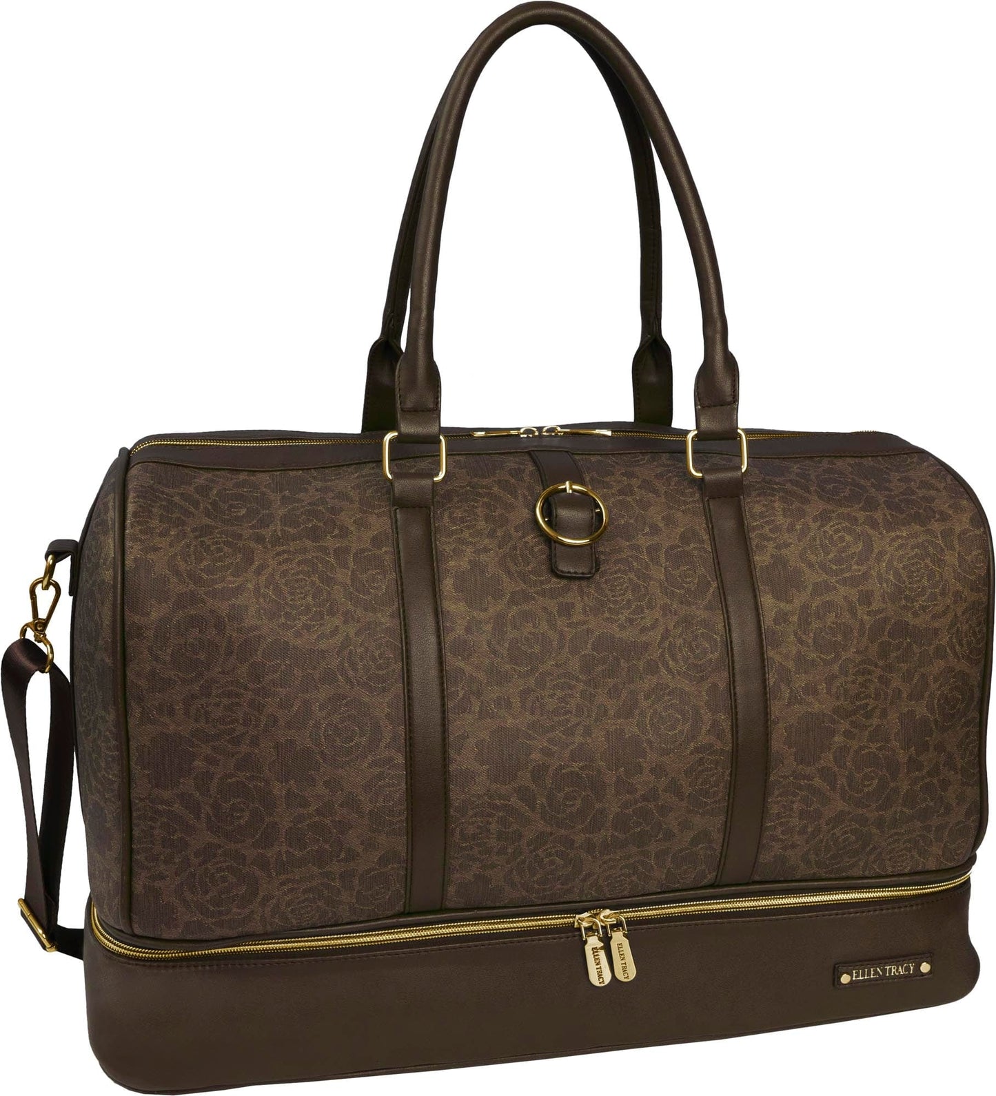 Ellen Tracy 20 Inch Floral Embossed Print Drop Bottom Duffel