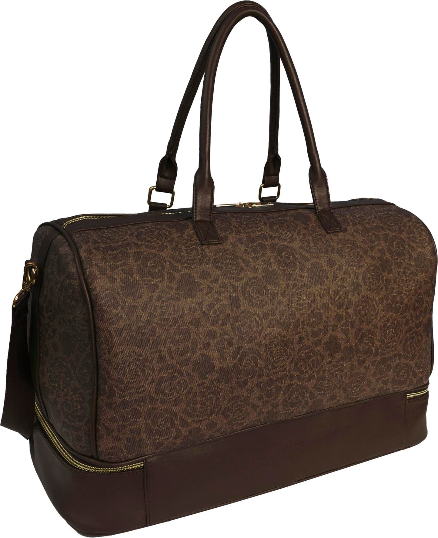 Ellen Tracy 20 Inch Floral Embossed Print Drop Bottom Duffel