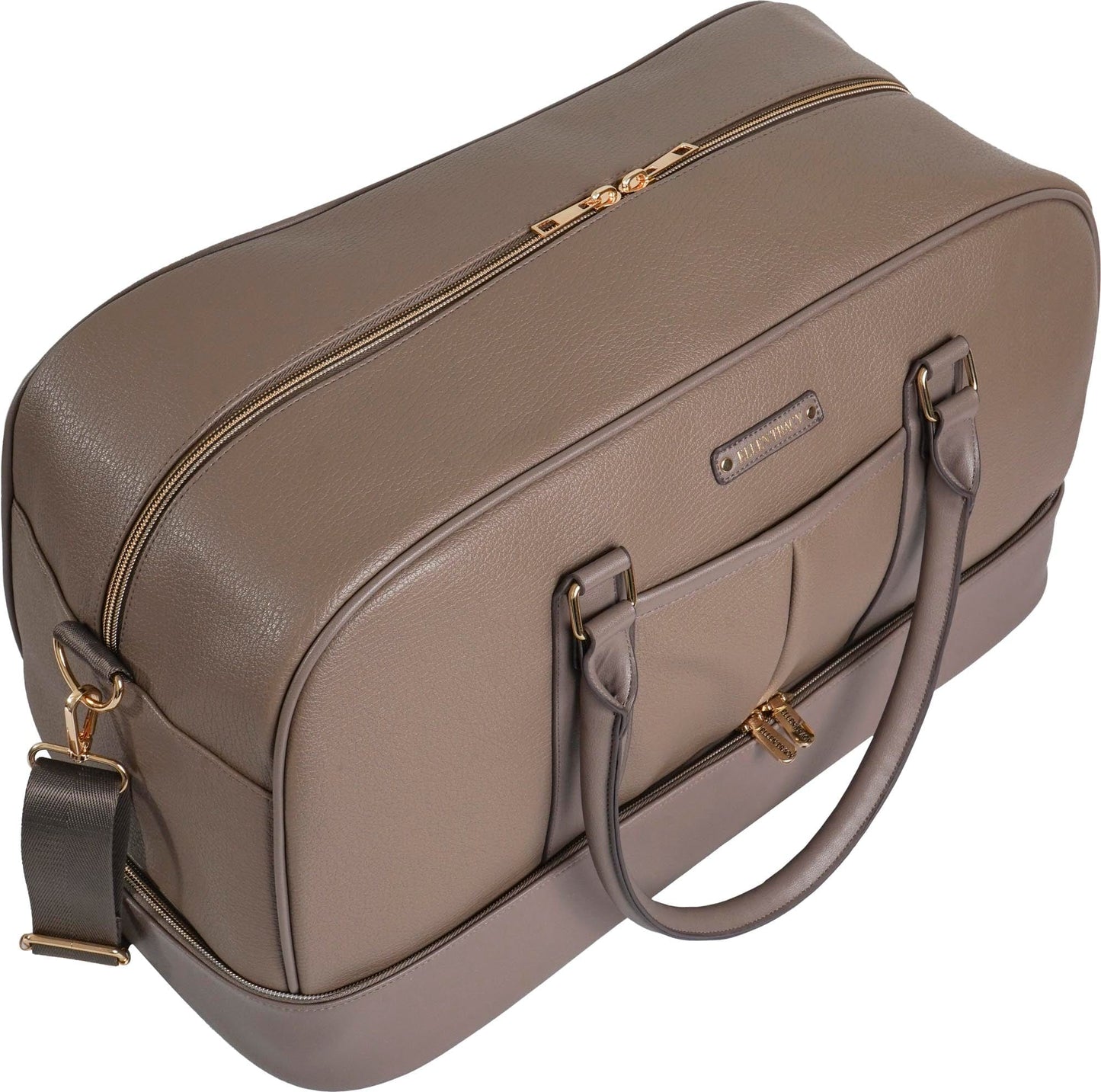 Ellen Tracy 20 Inch Pebble Grain Pocket Drop Bottom Duffel