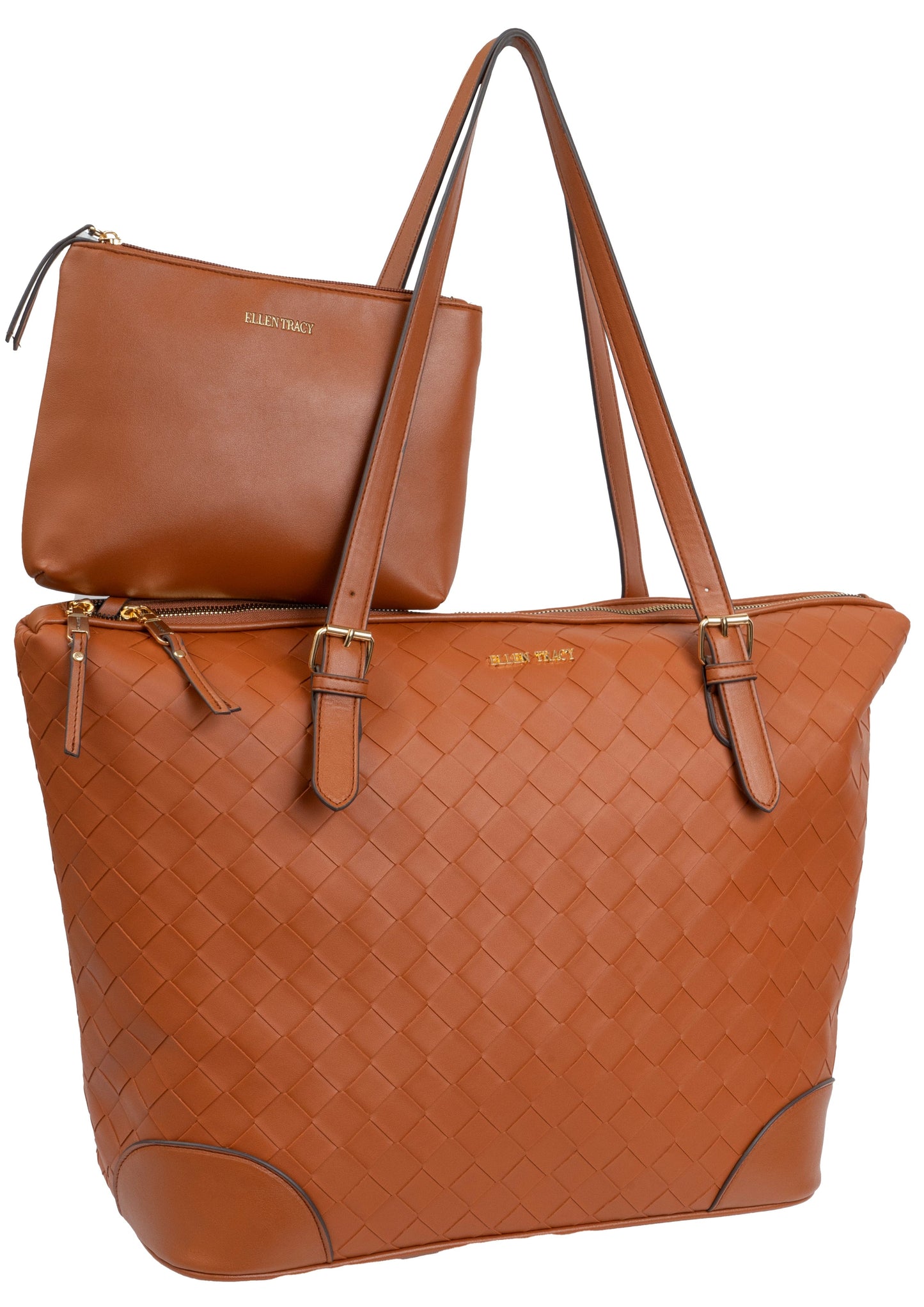 Ellen Tracy 20 Inch Smooth Woven Large Travel Workbook Tote Bag