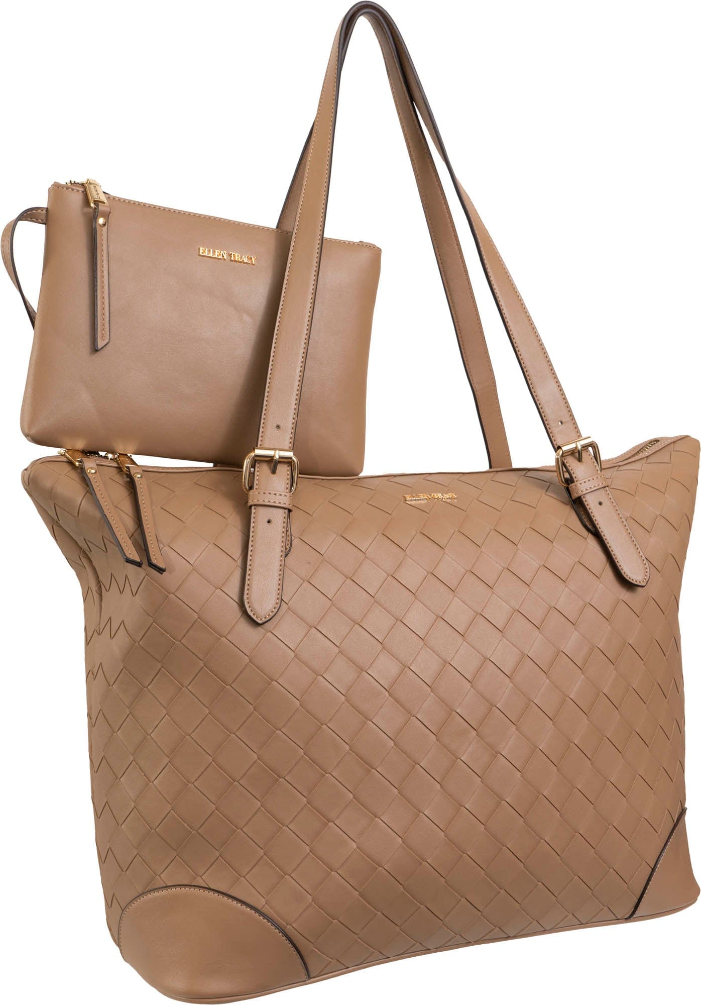 Ellen Tracy 20 Inch Smooth Woven Large Travel Workbook Tote Bag