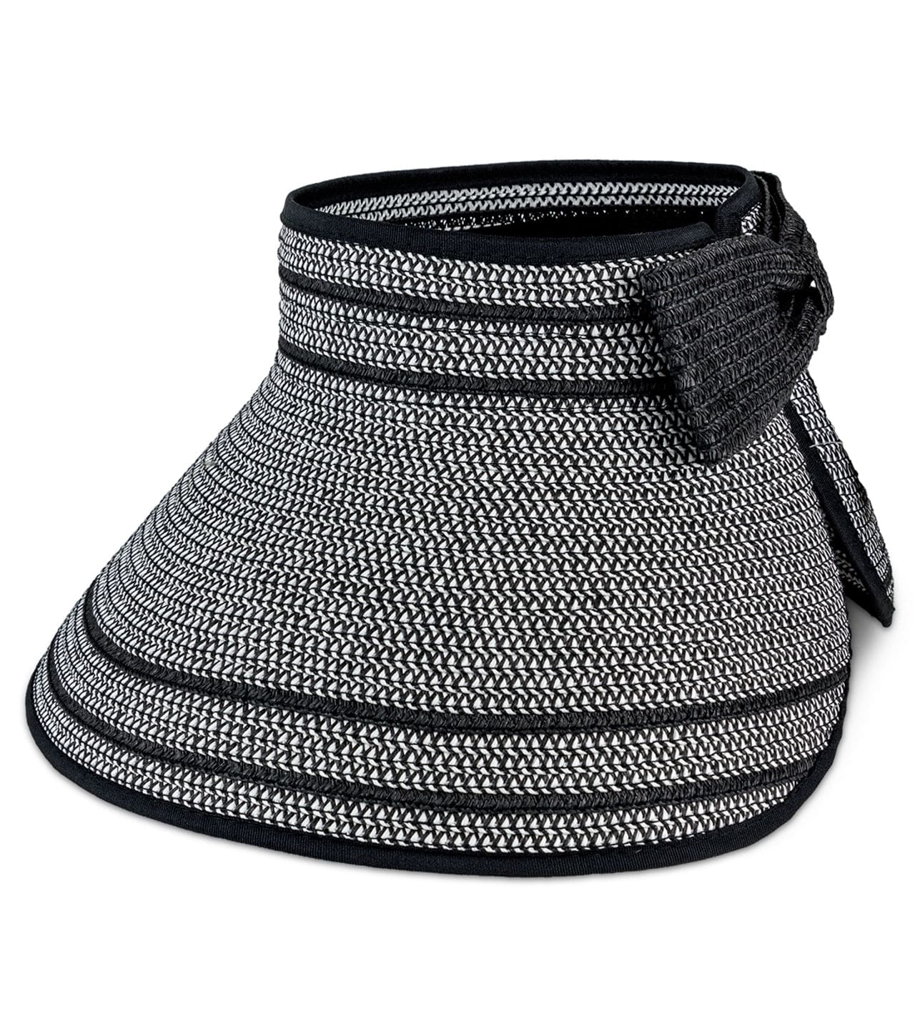 Magid Straw Two Tone Striped Color Block Roll Up Visor