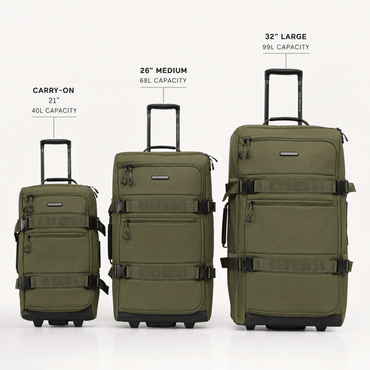 Jack Abrahams The Nova Recon 3 Piece Water Resistant Textured Tarpaulin Roller Luggage Set