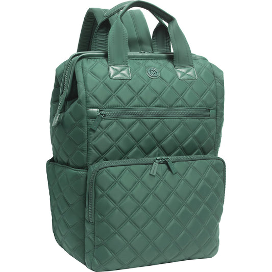 Joan & David Diamond Quilted Puffer Nylon Square Laptop Backpack