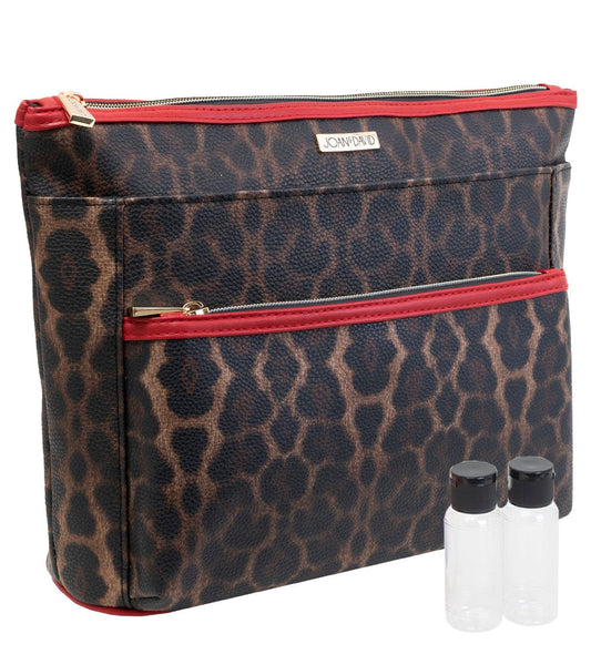 Joan & David Leopard Print Large Zippered Toiletry Pouch