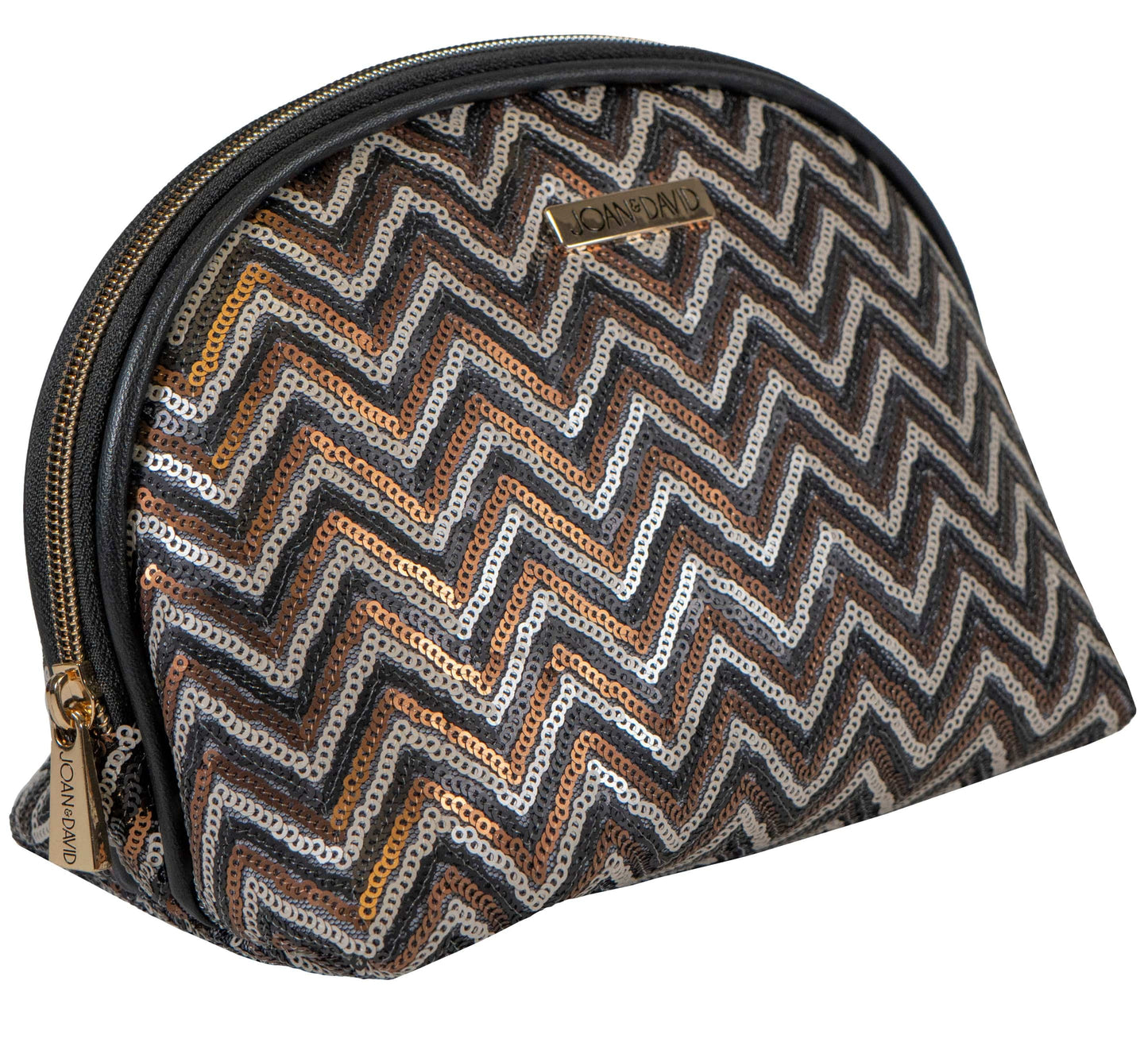 Joan & David Chevron Sequin Dome Cosmetic Pouch