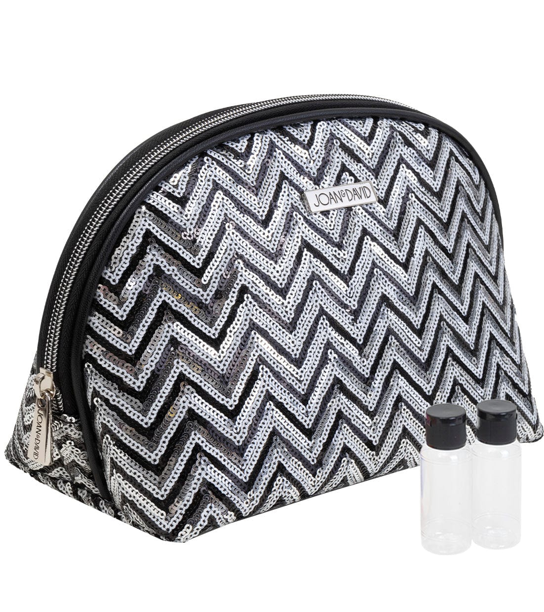 Joan & David Chevron Sequin Dome Cosmetic Pouch