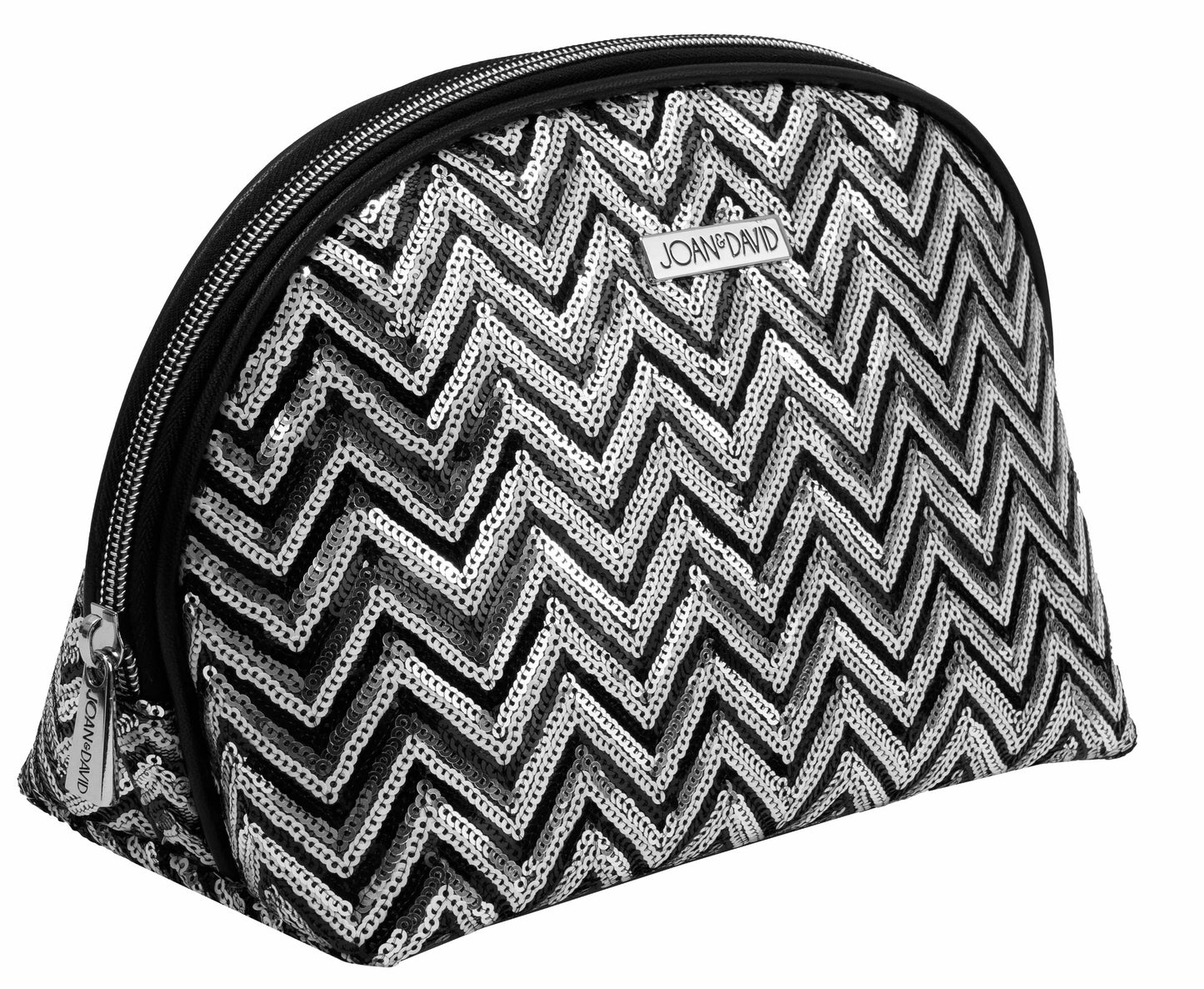 Joan & David Chevron Sequin Dome Cosmetic Pouch