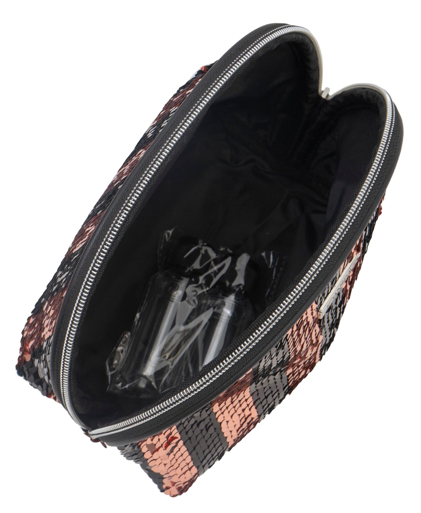 Joan & David Striped Sequin Dome Cosmetic Pouch