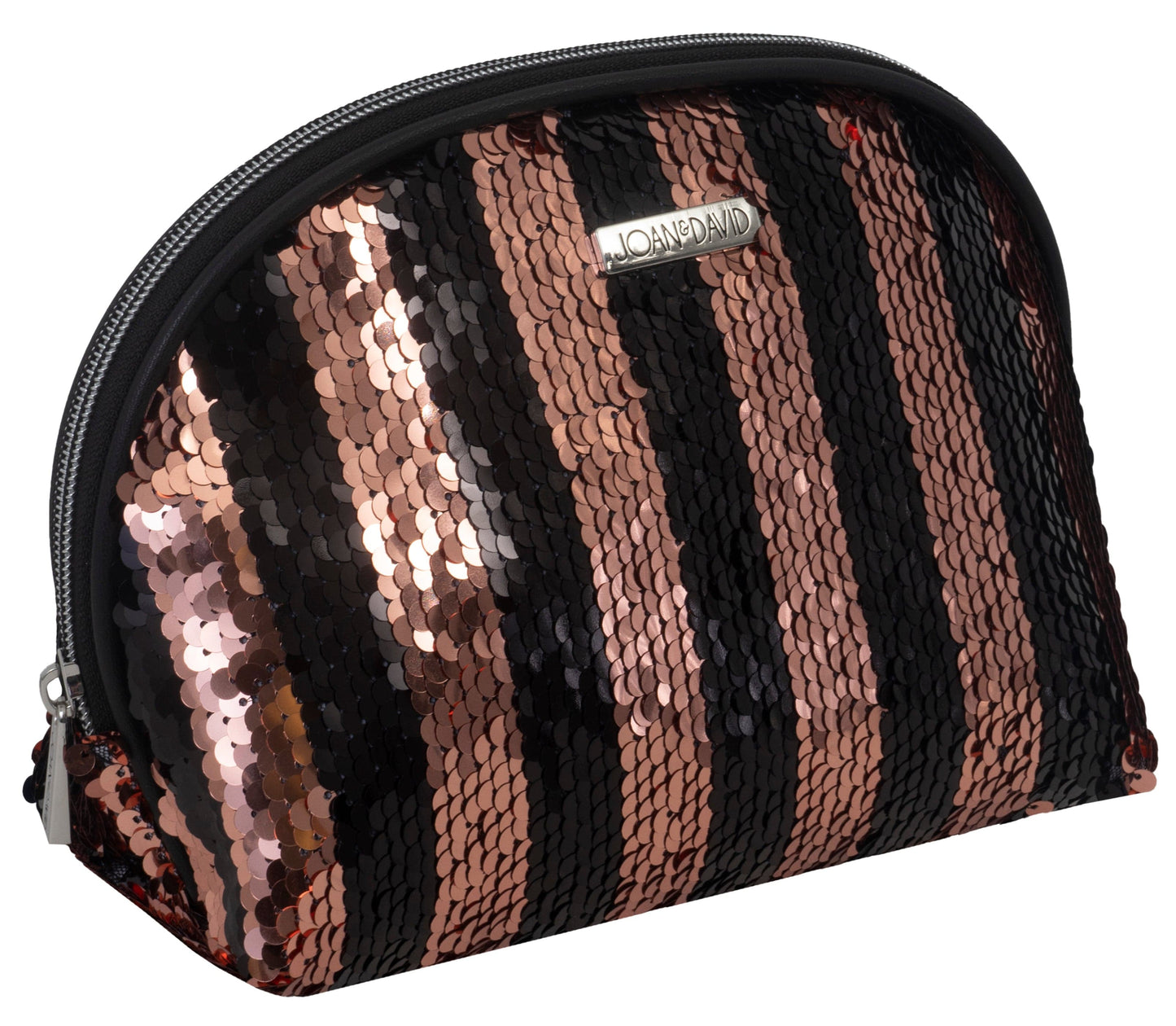 Joan & David Striped Sequin Dome Cosmetic Pouch