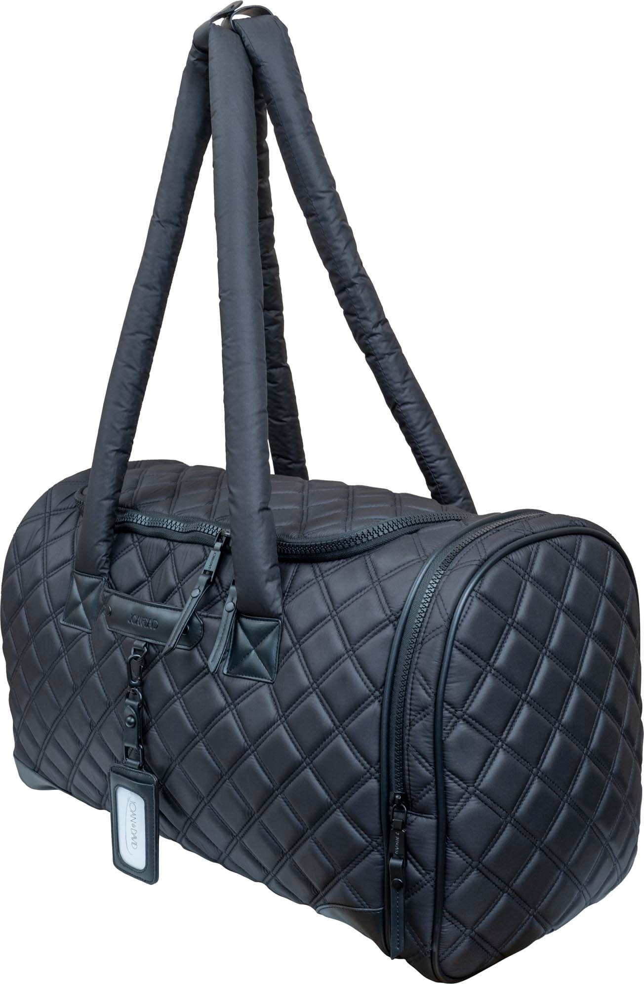 Joan & David 22 Inch Diamond Quilted Parachute Nylon Shoe Pocket Duffel Bag