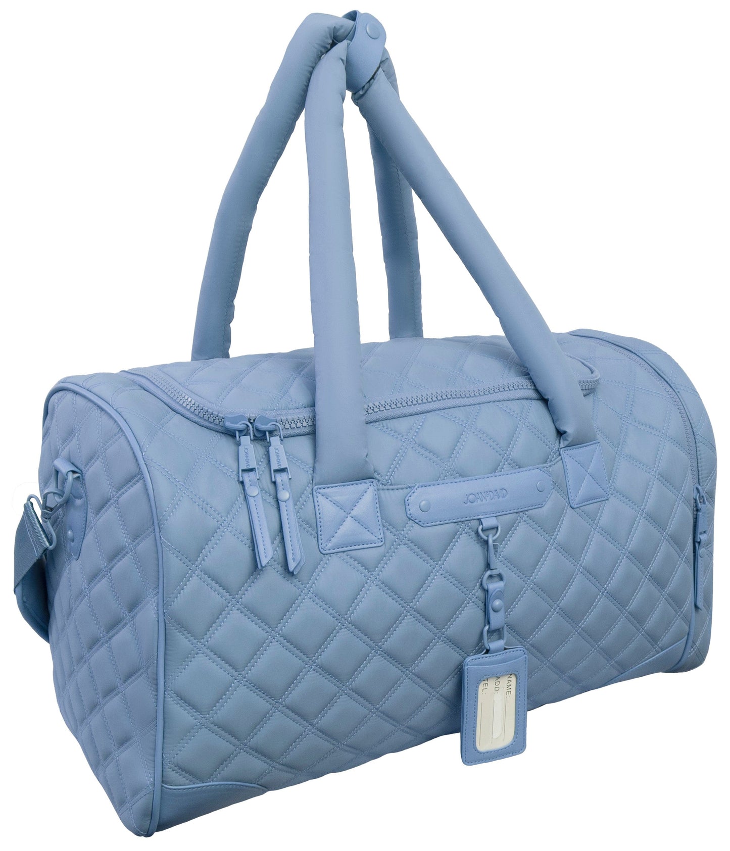 Joan & David 22 Inch Diamond Quilted Parachute Nylon Shoe Pocket Duffel Bag