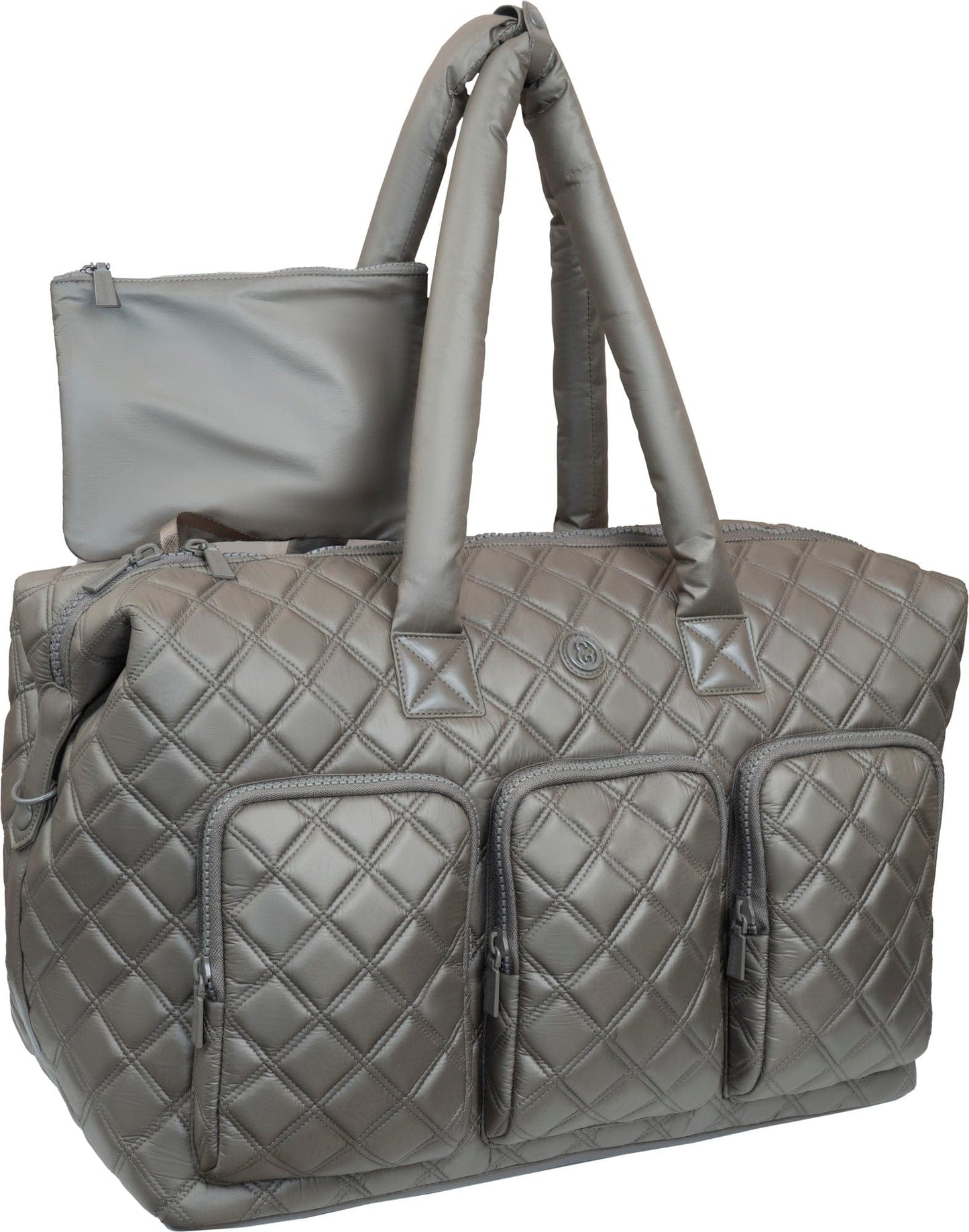 Joan & David 22 Inch Diamond Quilted Parachute Nylon 3 Pocket Duffel Bag