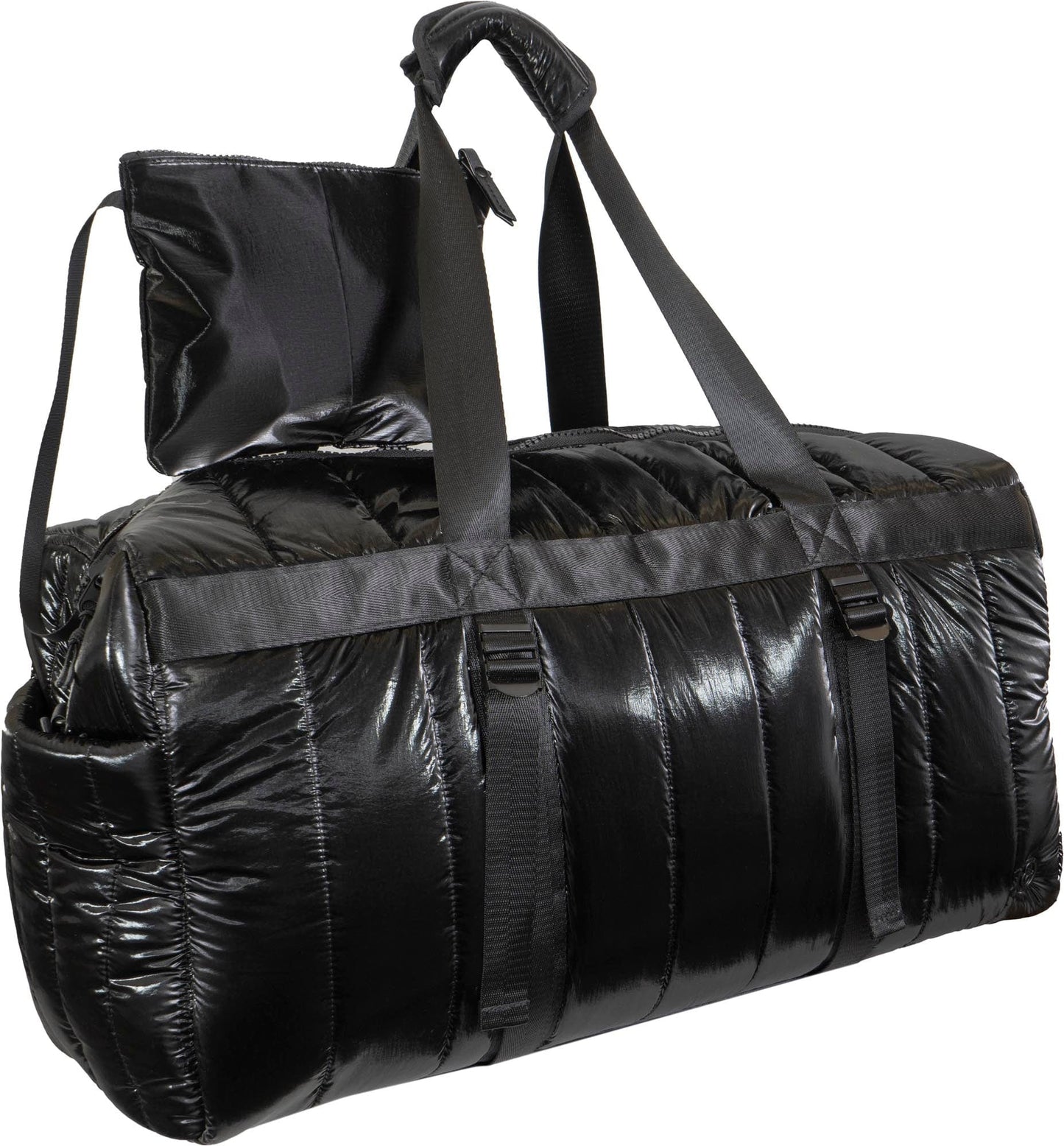 Joan & David 22 Inch Tubular Quilted Metallic Nylon Duffel Bag