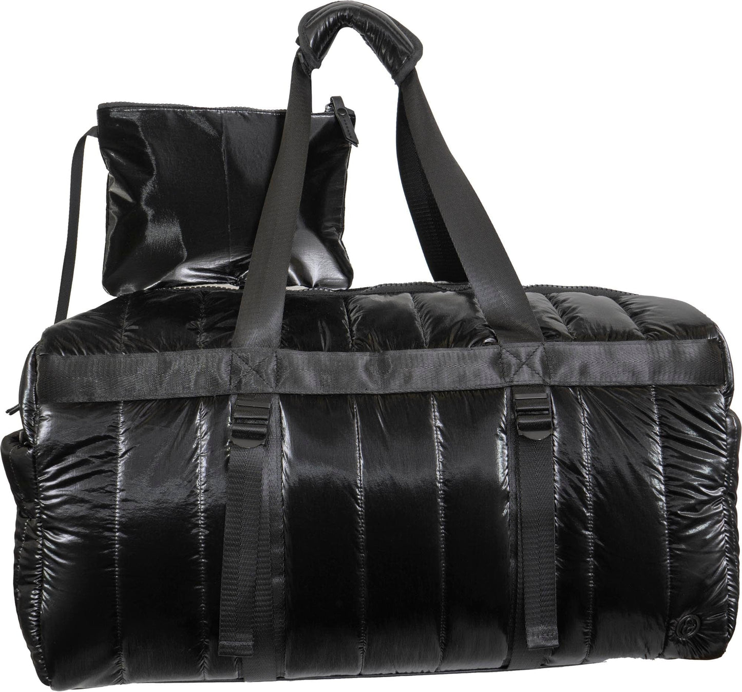 Joan & David 22 Inch Tubular Quilted Metallic Nylon Duffel Bag