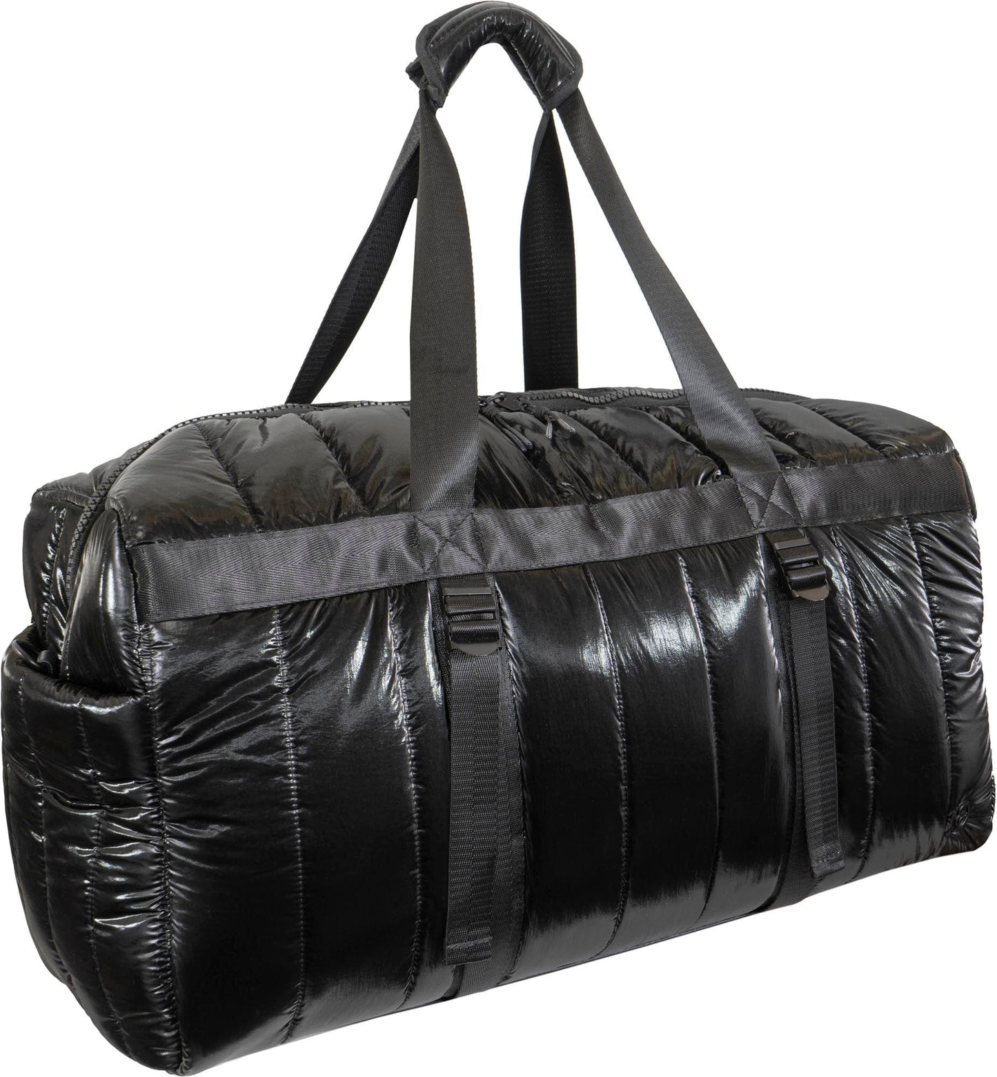 Joan & David 22 Inch Tubular Quilted Metallic Nylon Duffel Bag