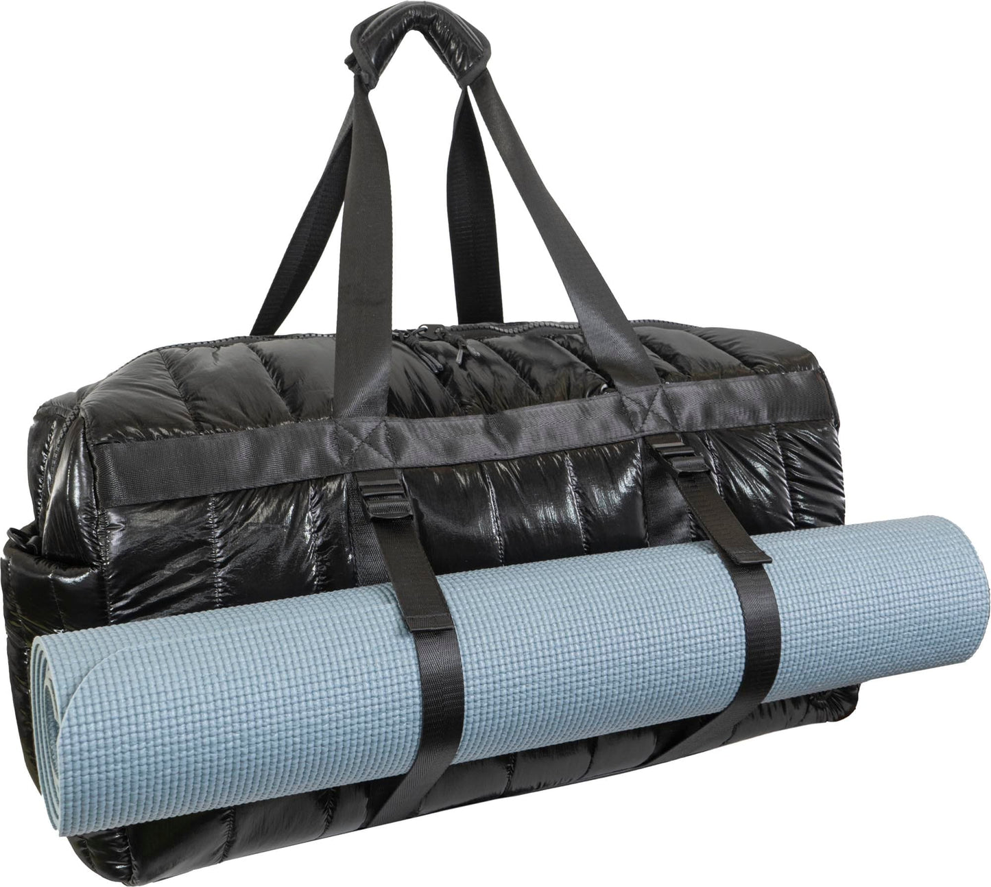 Joan & David 22 Inch Tubular Quilted Metallic Nylon Duffel Bag
