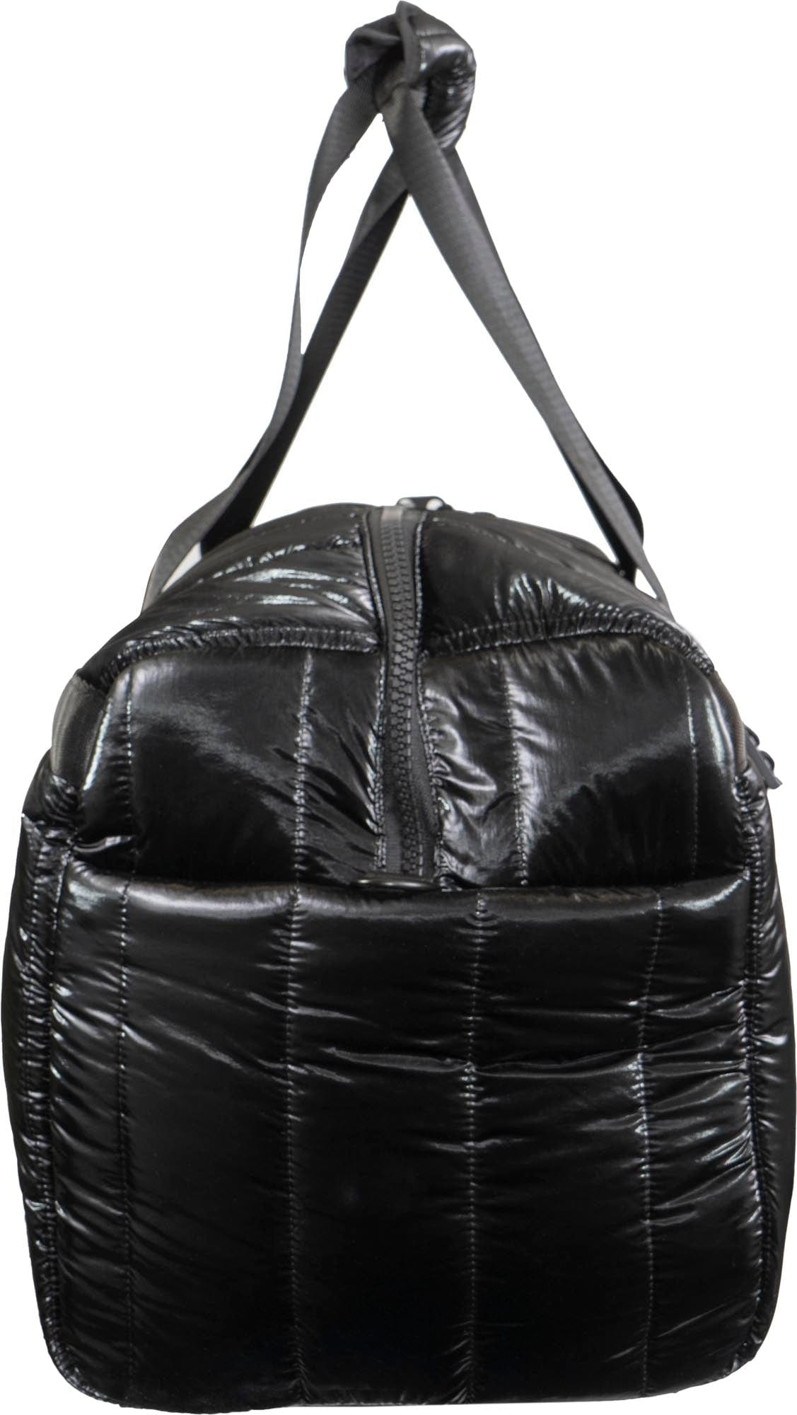 Joan & David 22 Inch Tubular Quilted Metallic Nylon Duffel Bag