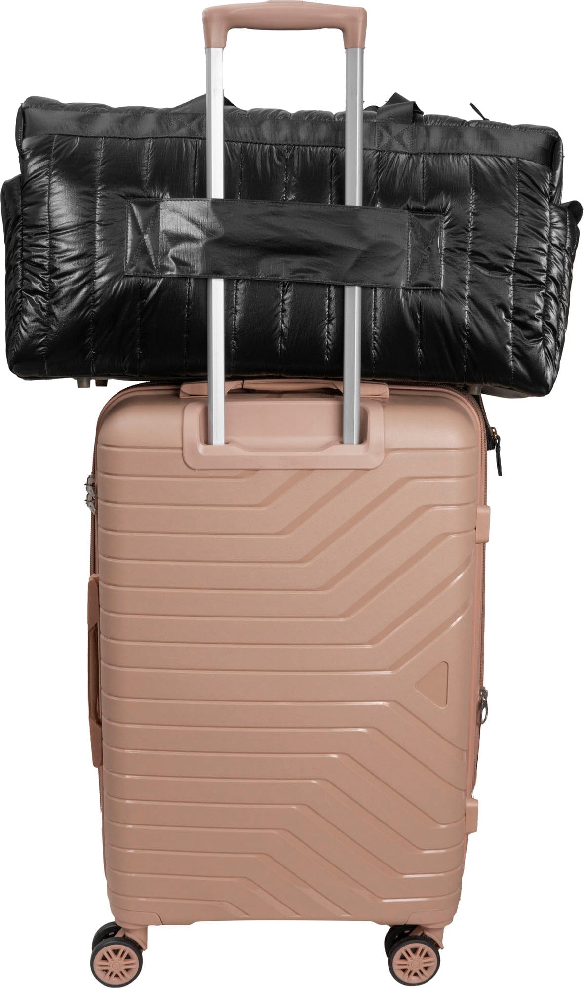 Joan & David 22 Inch Tubular Quilted Metallic Nylon Duffel Bag