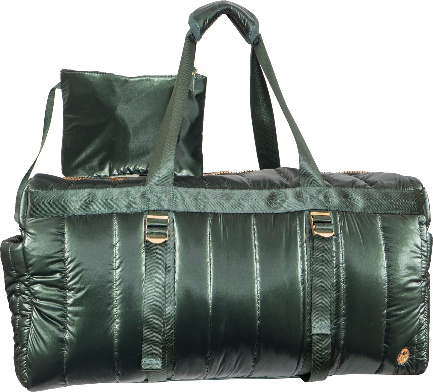 Joan & David 22 Inch Tubular Quilted Metallic Nylon Duffel Bag